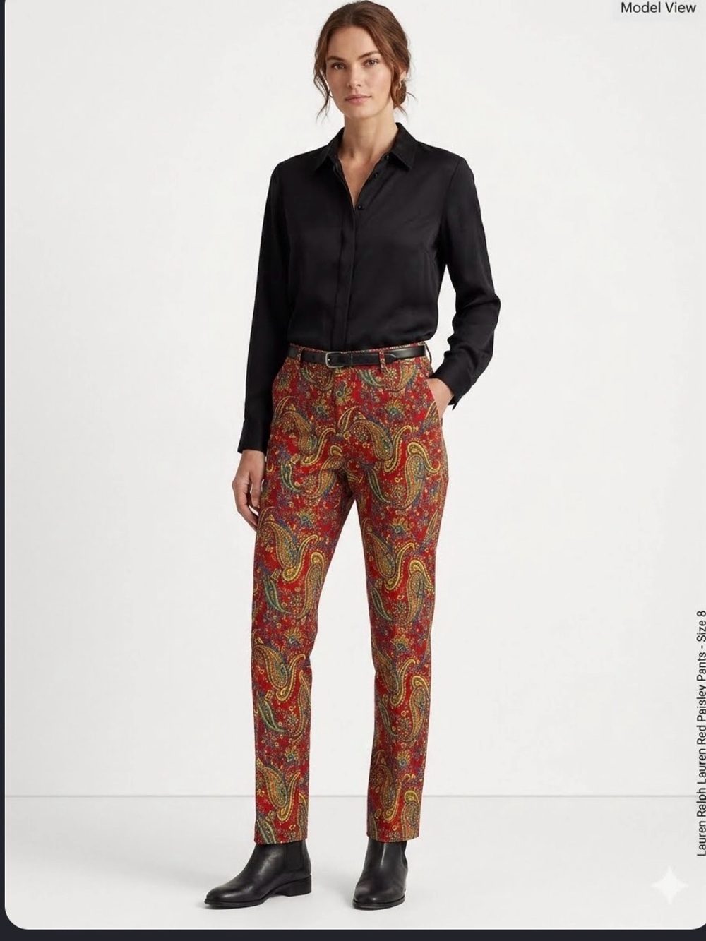 Lauren Ralph Lauren Red Paisley Pants
 Size 8